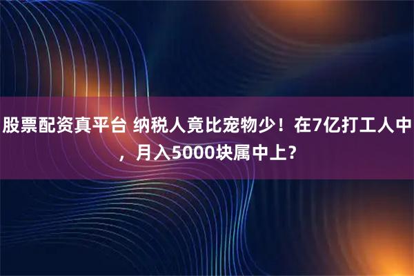 股票配资真平台 纳税人竟比宠物少！在7亿打工人中，月入5000块属中上？